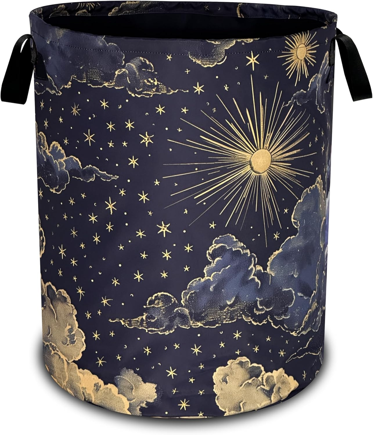 Beautiful Sun Stars Moon Laundry Basket Oxford Cloth Clouds Laundry Hamper with
