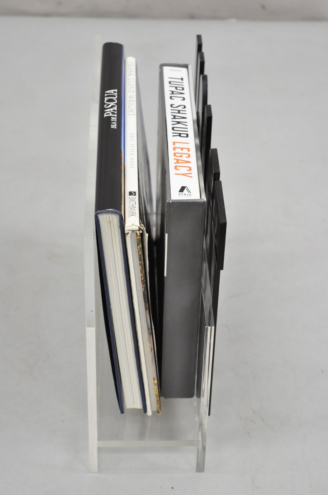Vintage Mid Century Modern Pop Art “Trash” Lucite Acrylic Magazine Rack Stand