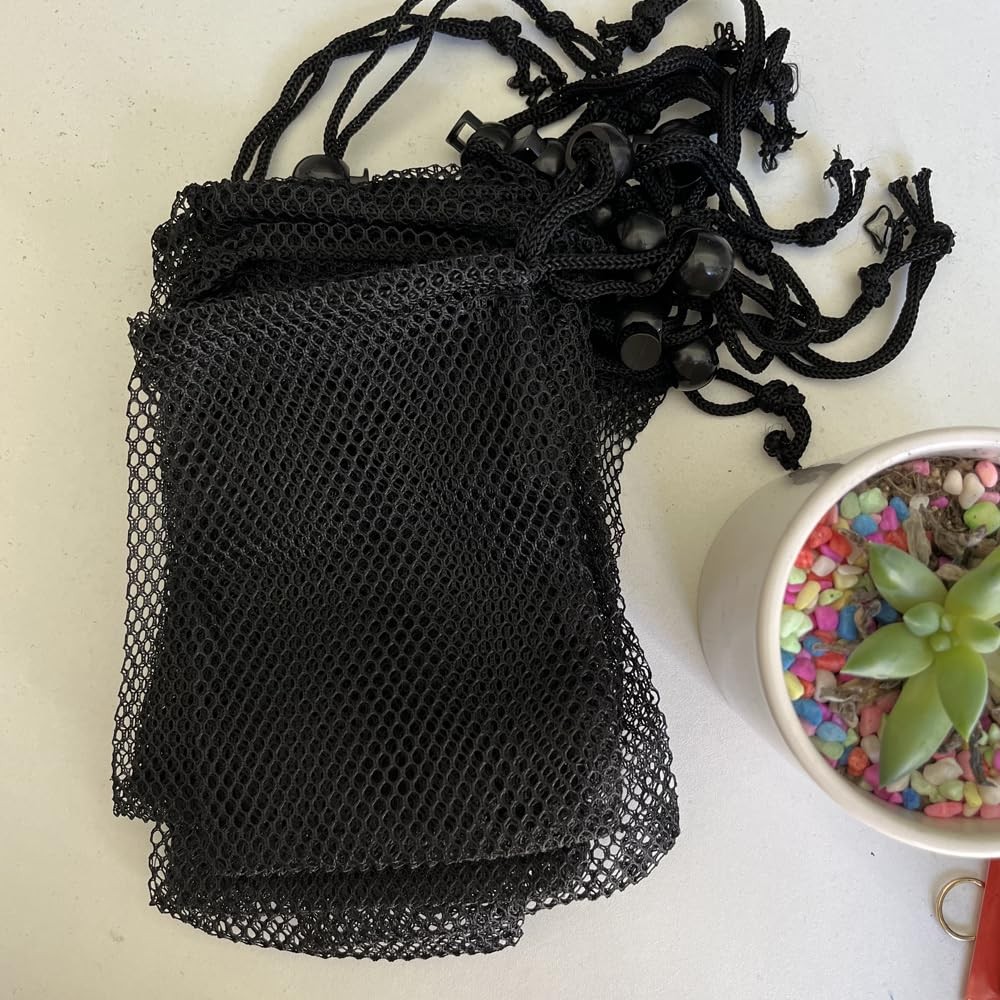 20 Pcs Drawstring Small Mesh Bags, 6 X 6 Inch * 4 / 15 Cm * 10 Cm, Black