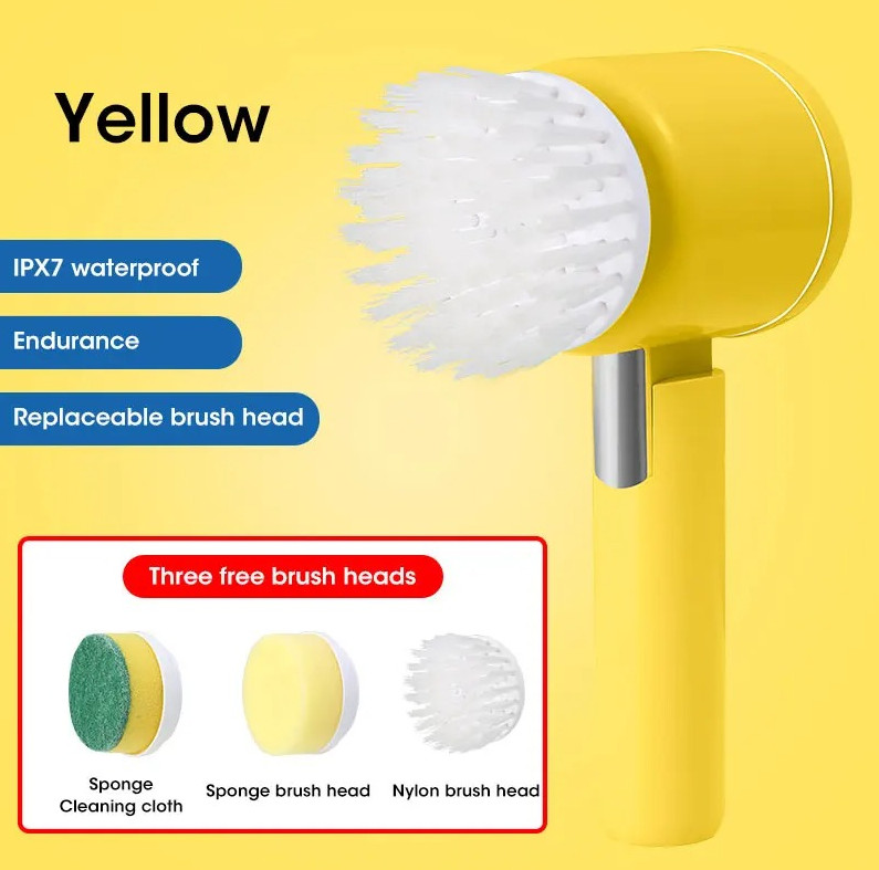 1pcs Electric Spin Scrubber – Cordless Cleaning Brush with 5 Replaceable Heads
