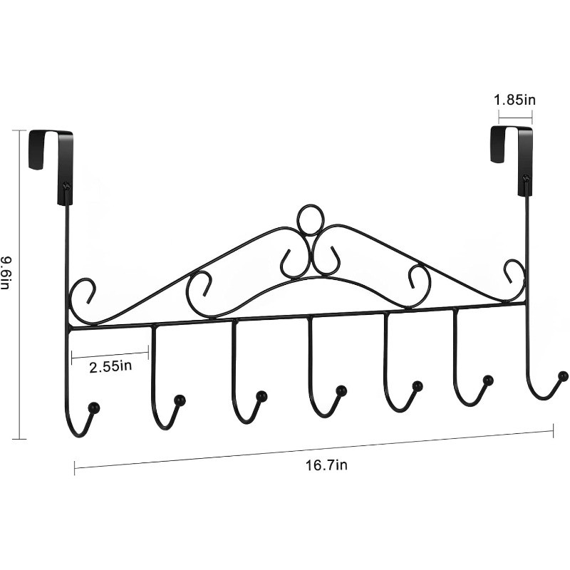 4 Packs Over The Door Towel Hook Coat Rack with 7 Hooks, Metal Hanging Organizer