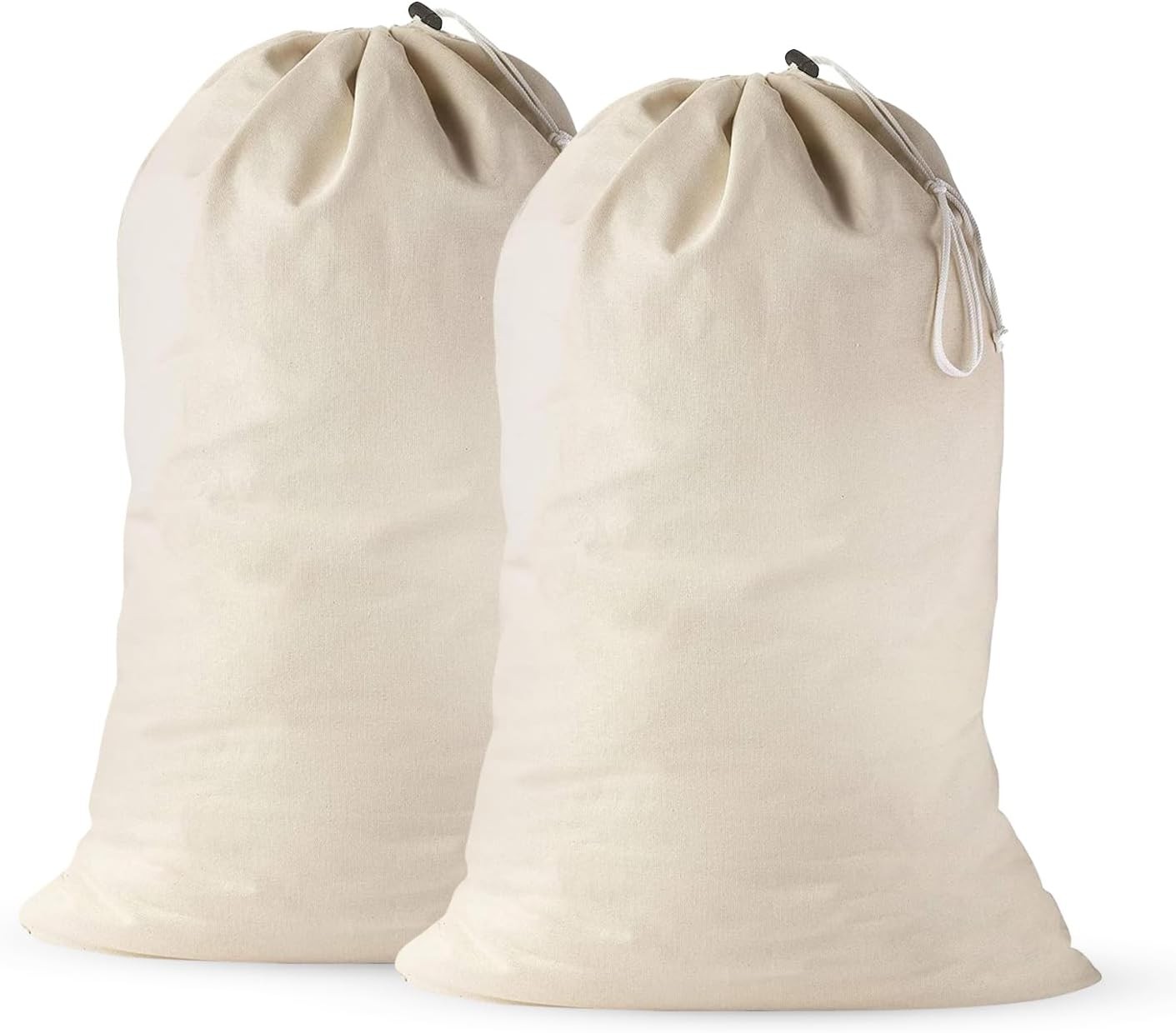 Large Cotton Laundry Bags 24×36 Inch with Drawstring, Heavy Duty 2 Pack