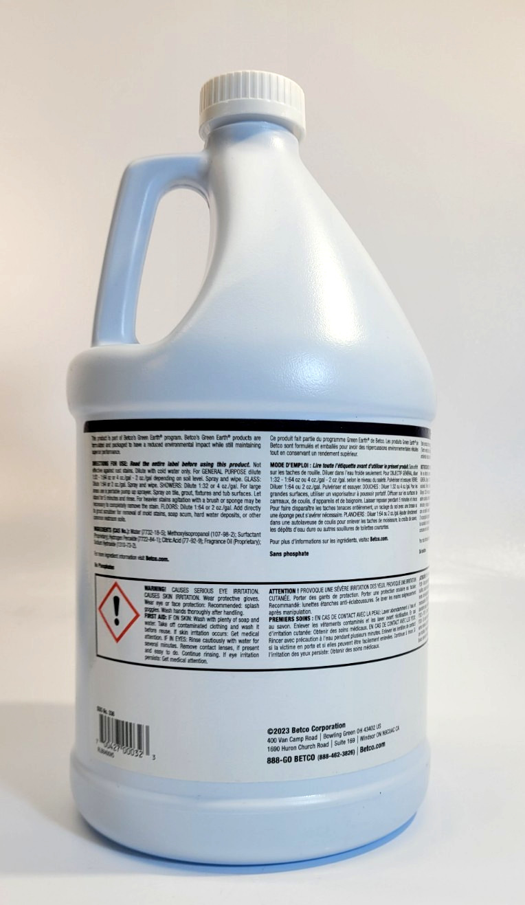 Betco Green Earth Peroxide Cleaner Fresh Mint Scent 1 US Gal/ 3.78 Liter 3360400