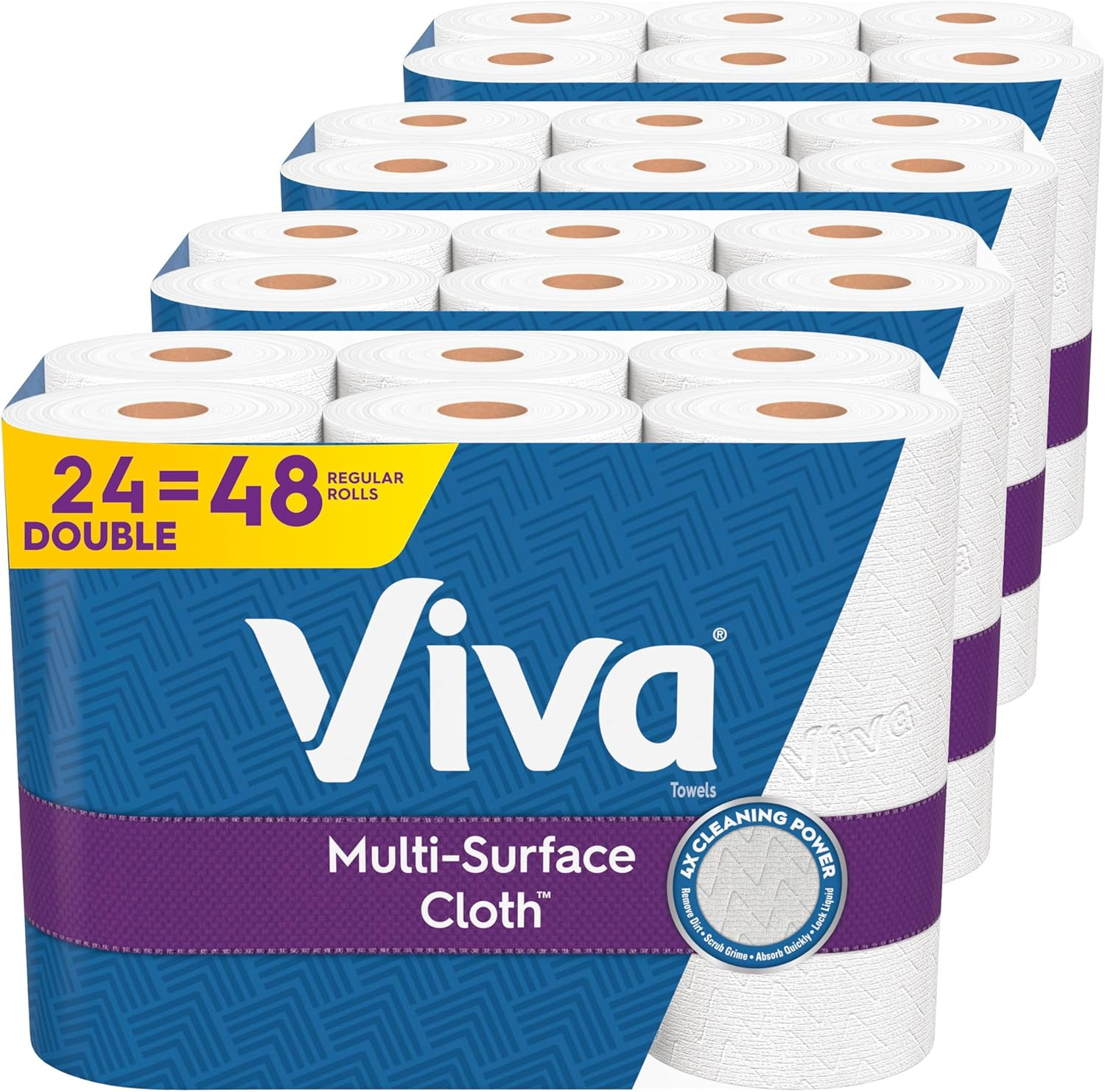 Multi-Surface Cloth Paper Towels, 24 Double Rolls, 110 Sheets per Roll (4 Packs