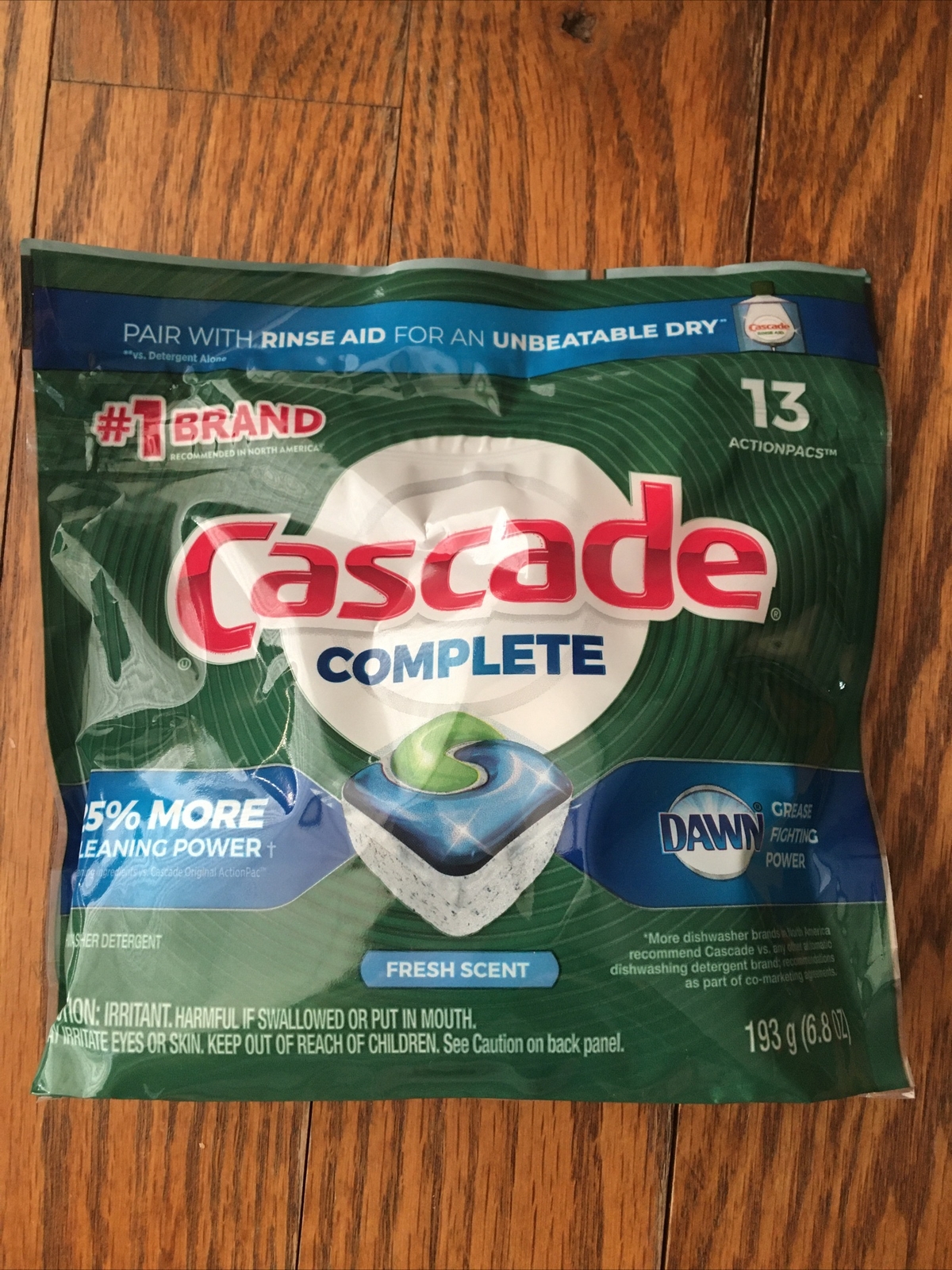 2 Packs Cascade 6.8 Oz Complete Dawn Grease Fight Fresh Scent 13 Ct Action Pacs
