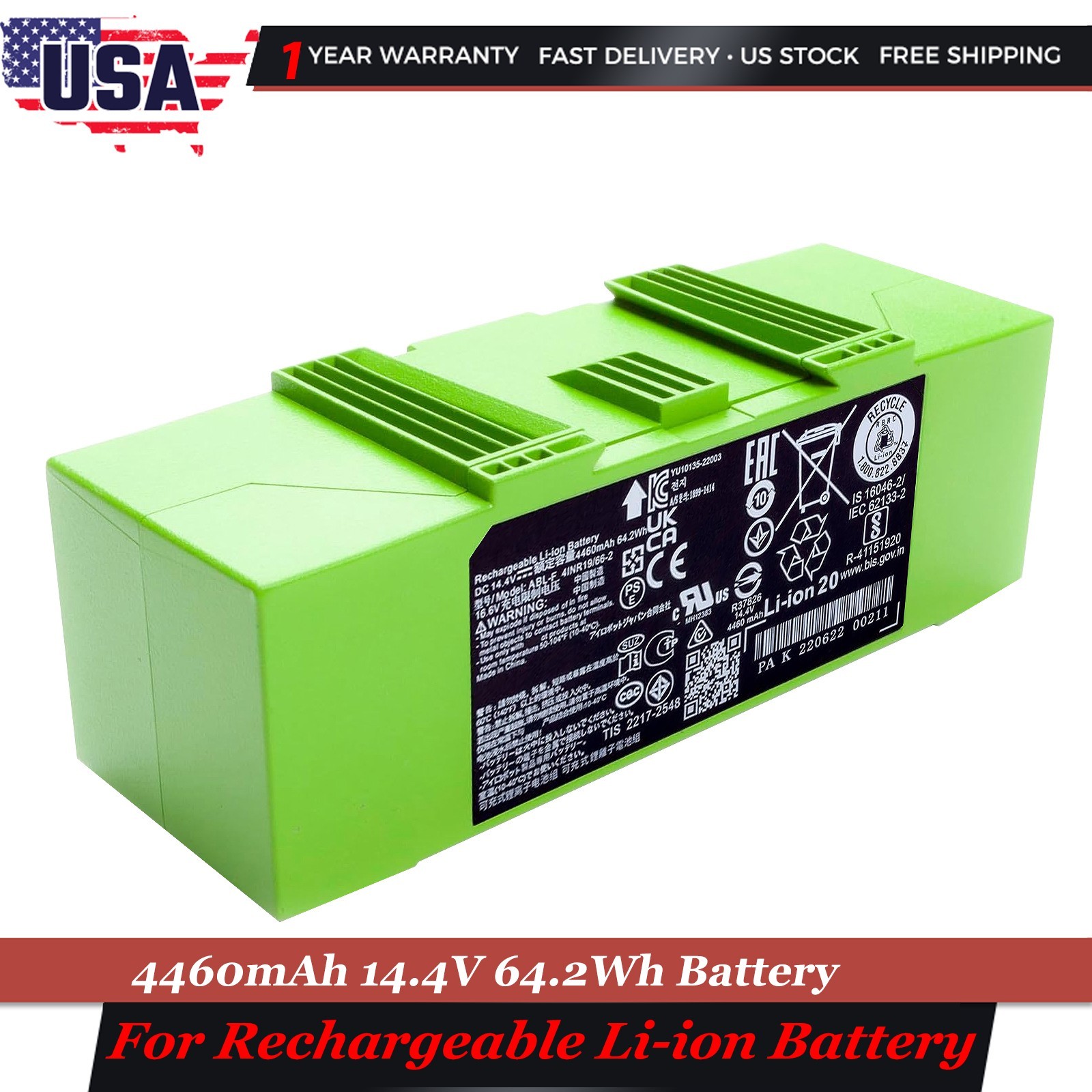 14.4V LI-ION BATTERY ABL-F FOR IROBOT ROOMBA E5 E6 I3 I4 I6 I7 I7+ I8 I8+ J7 US