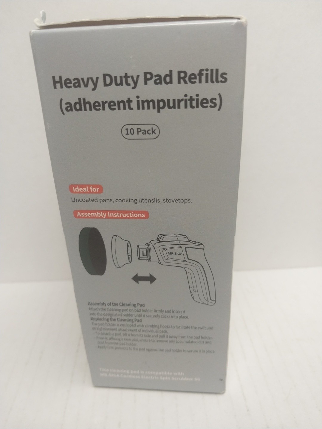 Heavy Duty Pad Refills for Spin Scrubber, Diameter 2.6in/6.5cm, 10 Pack