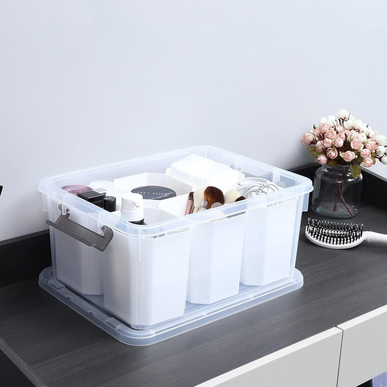 Multipurpose 17 QT Shatterproof Storage Container with Customizable Inserts