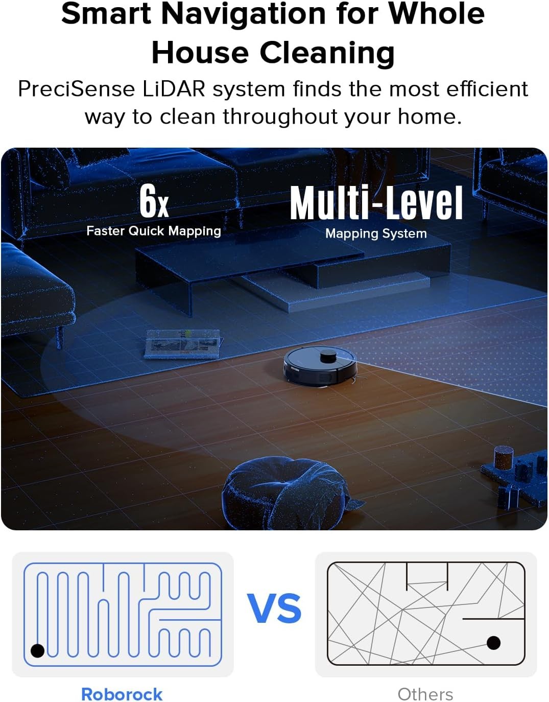 8000Pa Vacuum Mop Combo LiDAR Mapping Self-Charging Robotic Cleaner Black