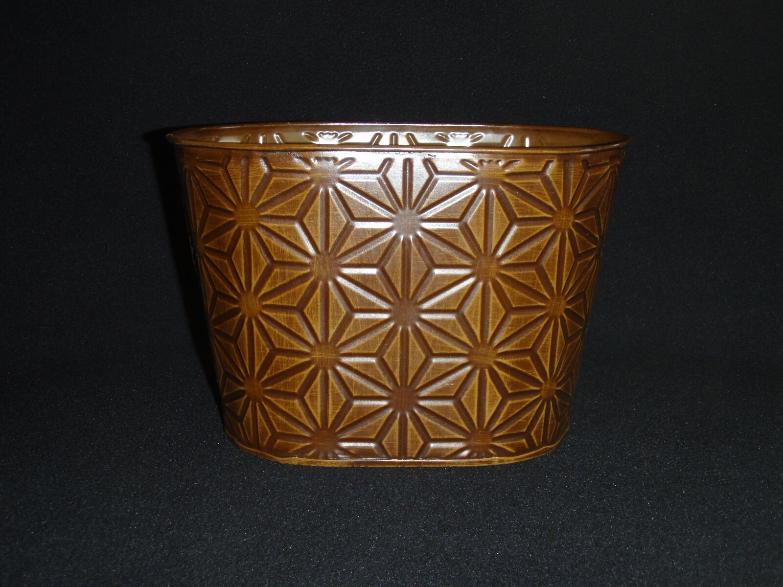 Geometric Flowers – Tin Storage Container, Metal Planter, Wastebasket