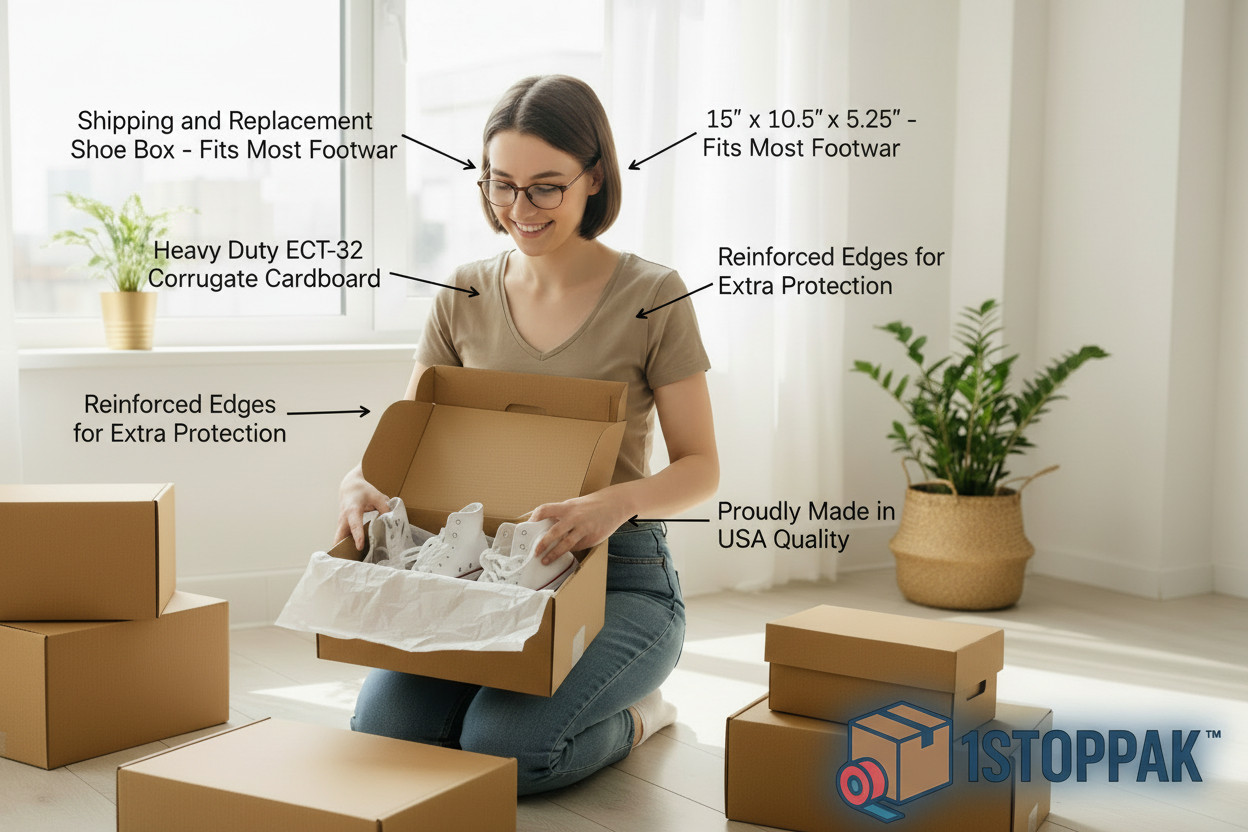 Shipping and Replacement Shoe Box Large Size – 15″ X 10.5″ X 5.25″ Heavy Duty