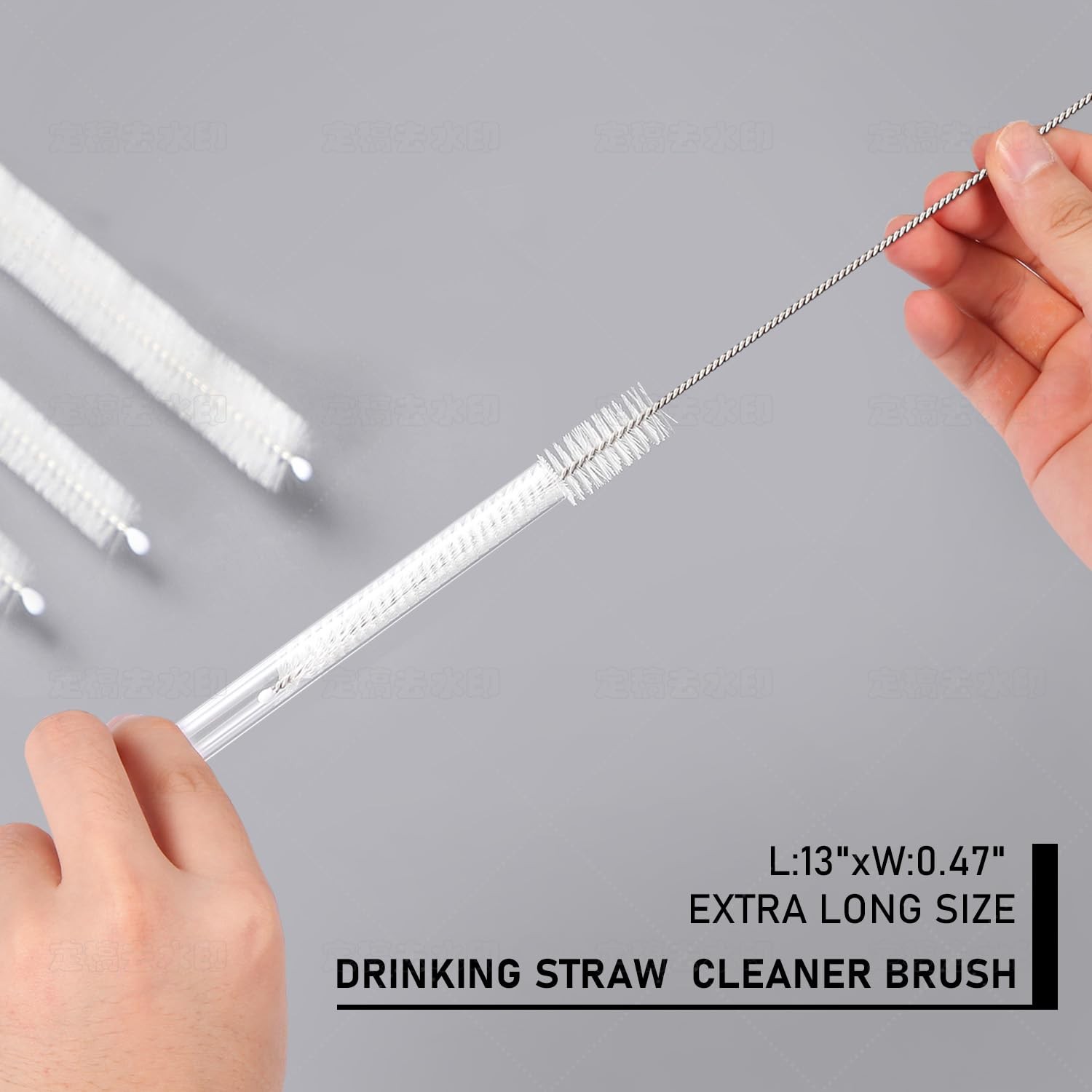 13in Straw Cleaner Brush, Extra Long, Bristles 13 INCHES, White/12+10+8mm