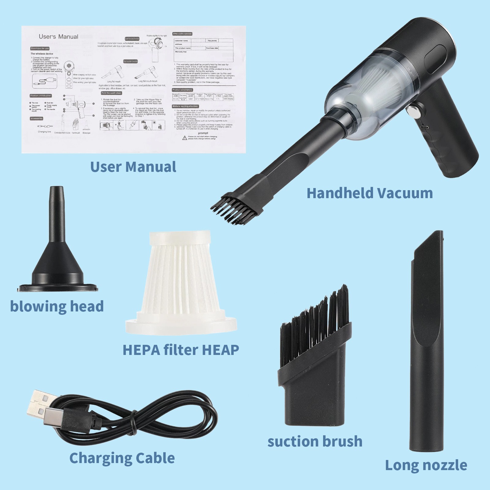 3 in 1 Cordless Handheld Vacuum 120W Mini Portable Wireless Cleaner for Car&Home
