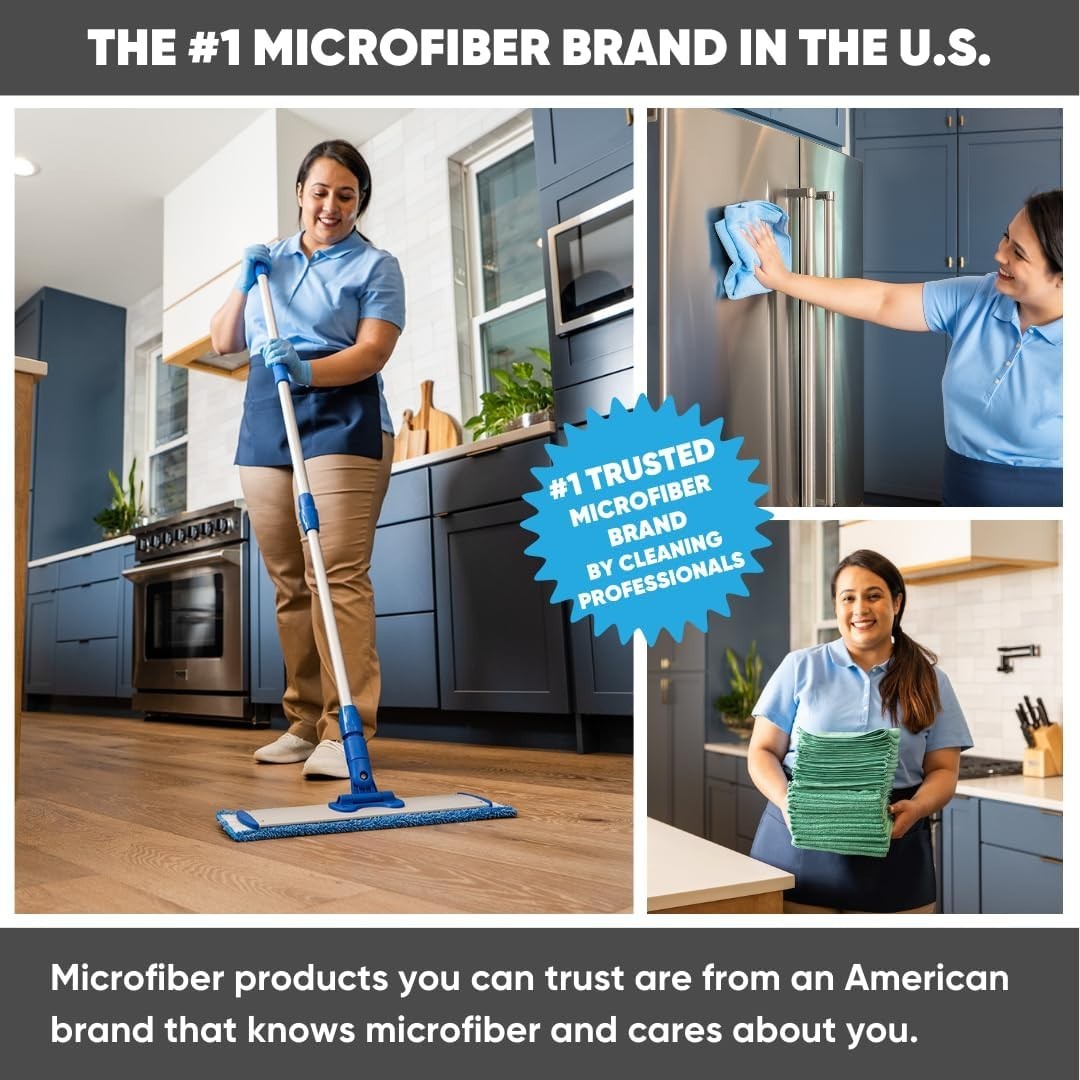 18 Pack 36″ Microfiber Flat Mop Pads – Machine Washable