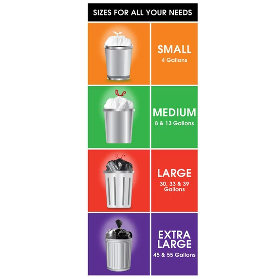 Great Value Tall Kitchen Trash Bags, 13 gal, Drawstring, Unscented, 40 Bags