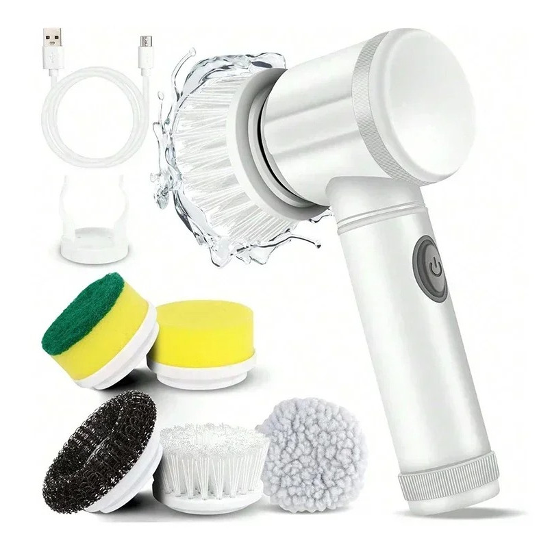 1pcs Electric Spin Scrubber – Cordless Cleaning Brush with 5 Replaceable Heads