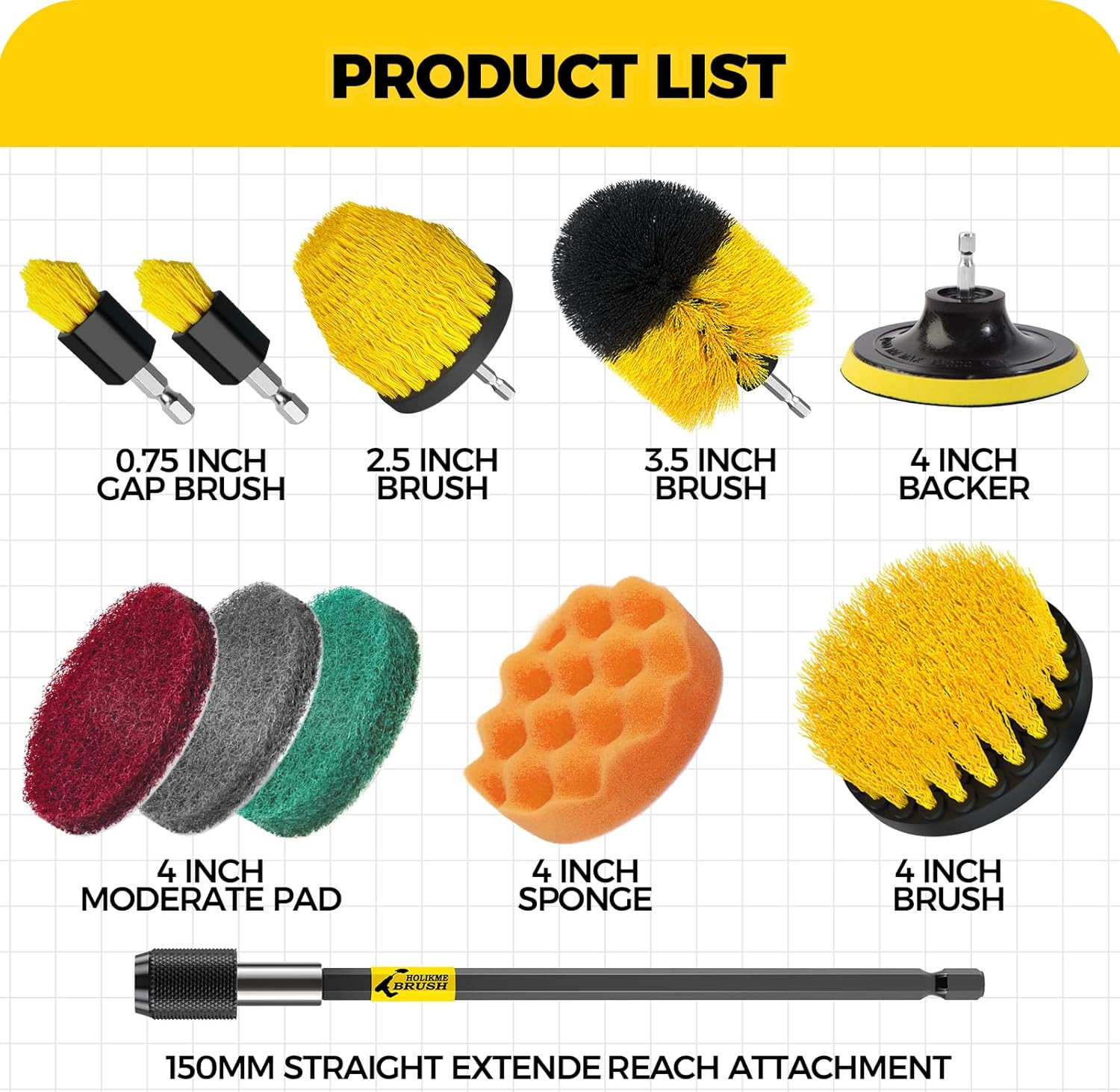 11 Piece Drill Brush Attachment Set Scouring Pads Power Scrubber Brush Scrub Pad