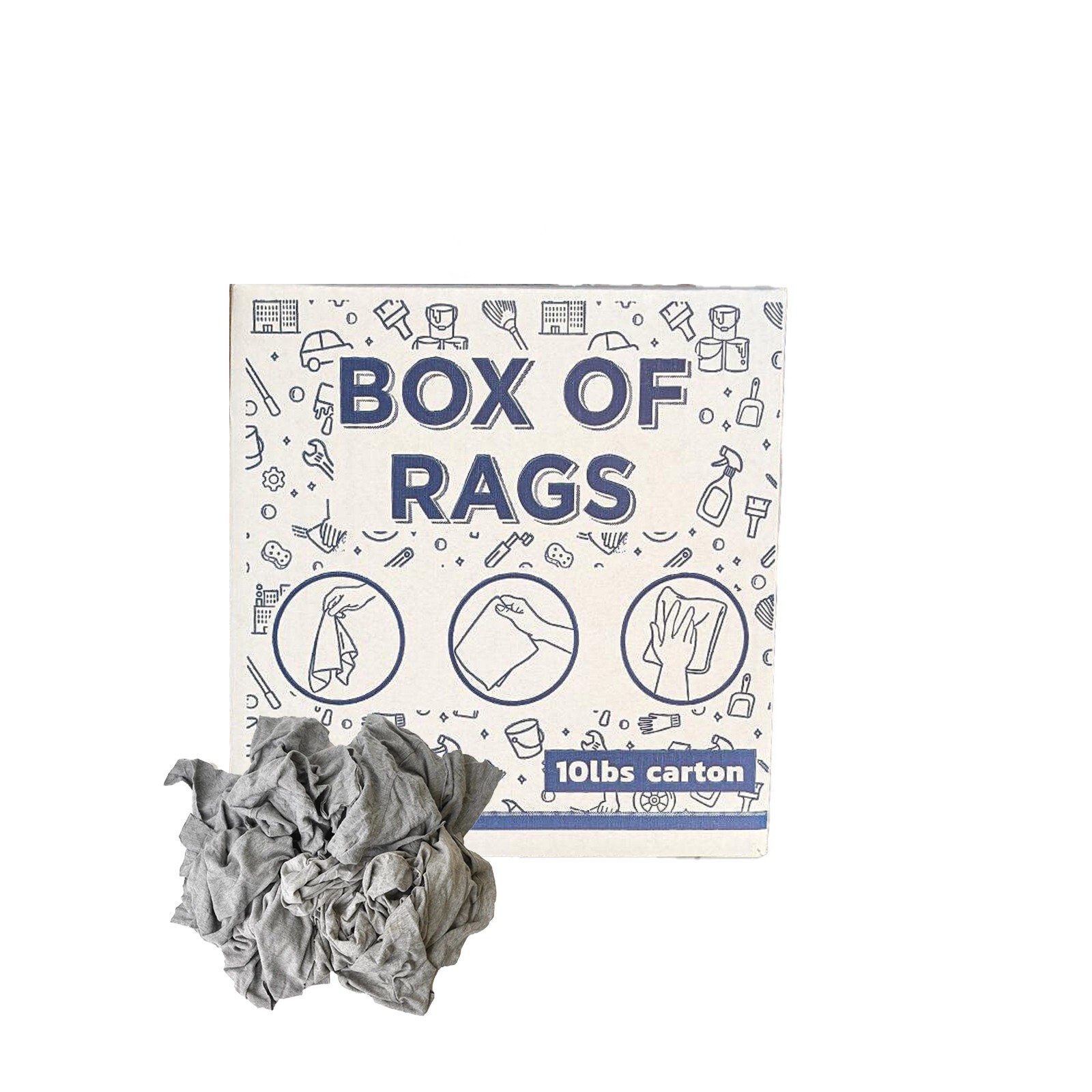 Recycled Shop Rags | Gray T-Shirt Knit Wipes | Bulk Cleaning Cloths – Boxes