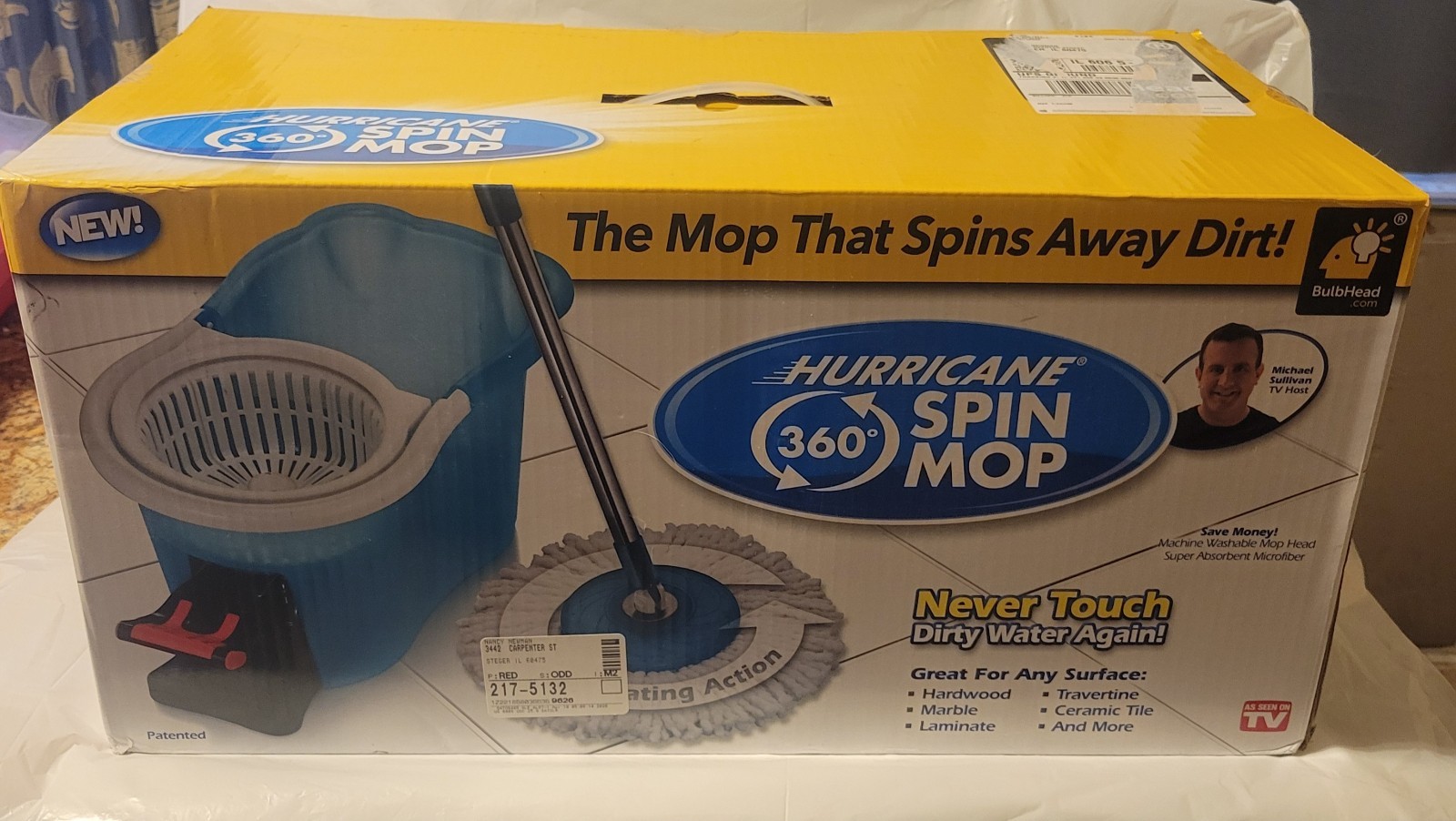 Hurricane Blue White Microfiber Spin Mop 12 W in. with Bucket 2013