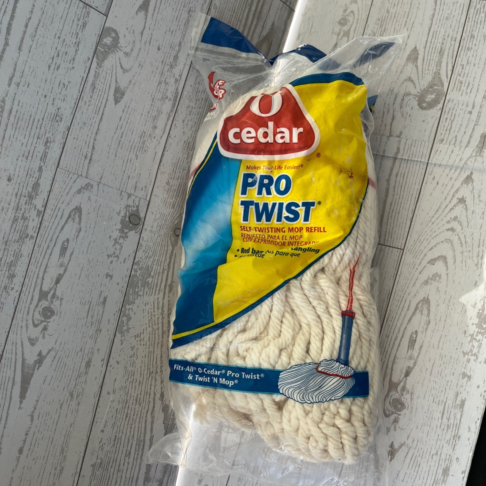 O-Cedar Pro Twist Self-Twisting Mop Refill Fits All Twist N Mop White Cotton