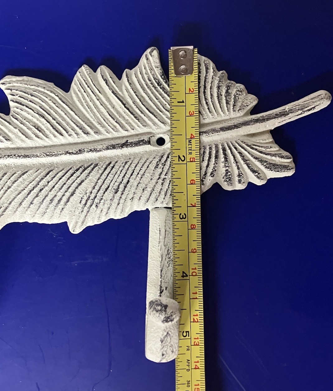 Cast Iron Feather Three Hook Coat/ Towel Hanger 13 Inches