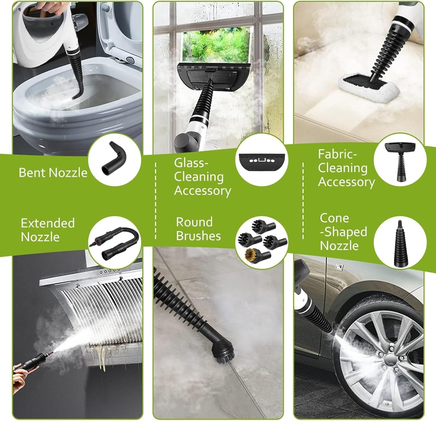 Pressurized Handheld Multi-Surface Natural Steam Cleaner with 12-pc Accessories