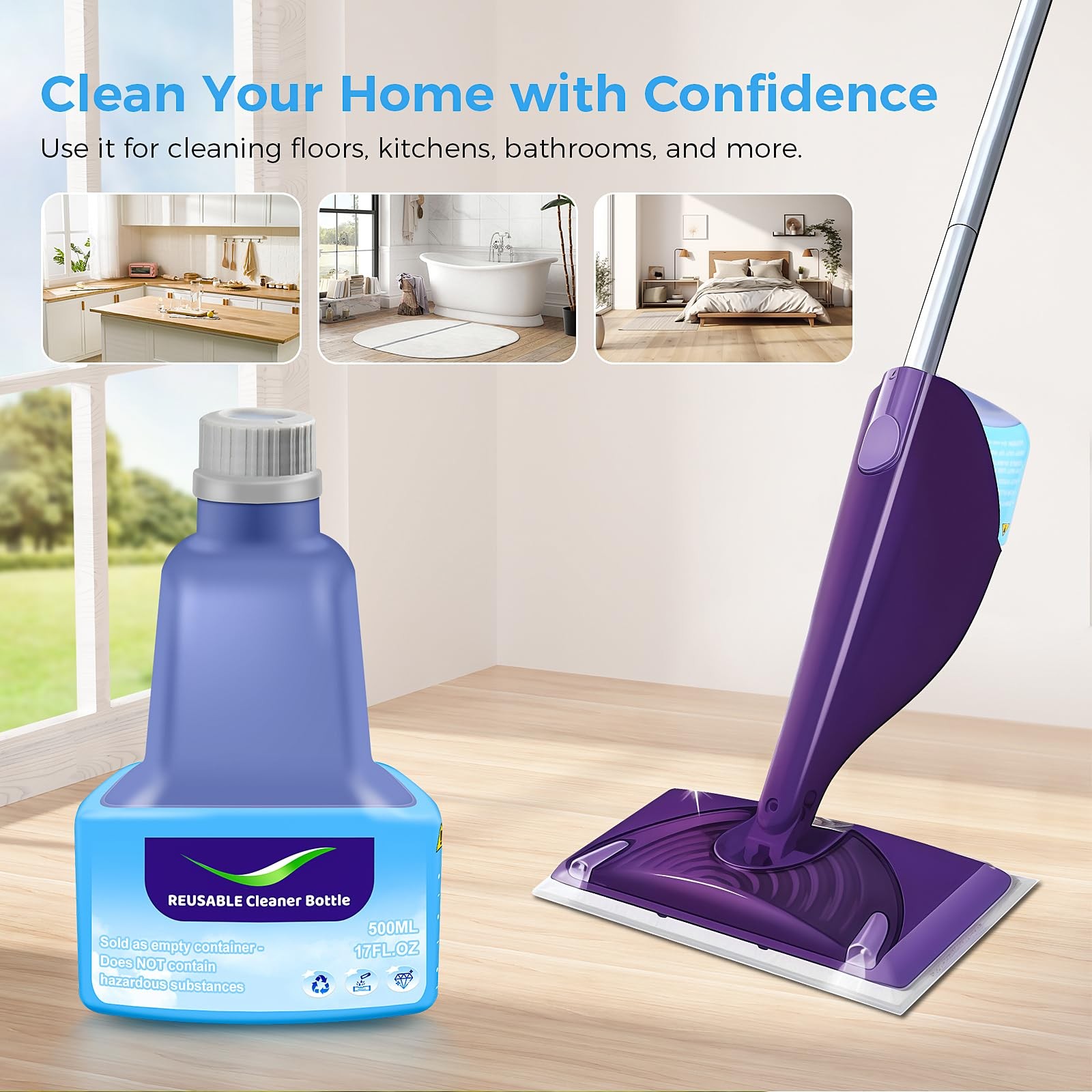 Replacement Bottle for Swiffer® Wet Jet™ Mop, Refillable, 500 ML Leak-Proof H…