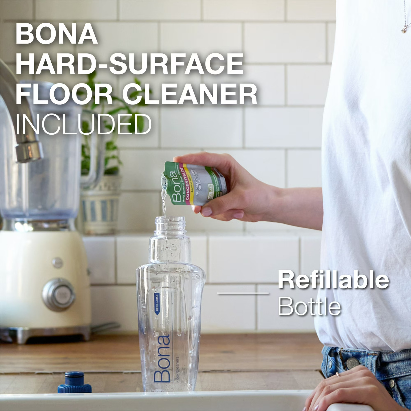 Bona Spray Mop Air Multi-Surface Floor Kit, Microfiber Pad Lemon Mint Solution