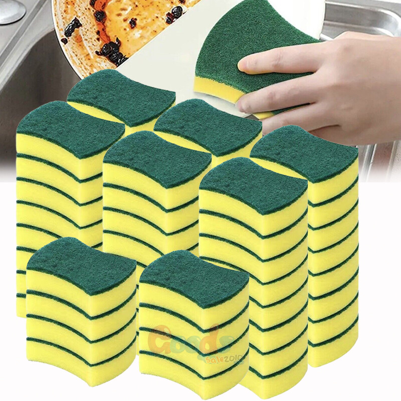 6~30/60PCS Non-Scratch Scrub Sponges Washing Dishes Cleaning Kitchen Dish Sponge
