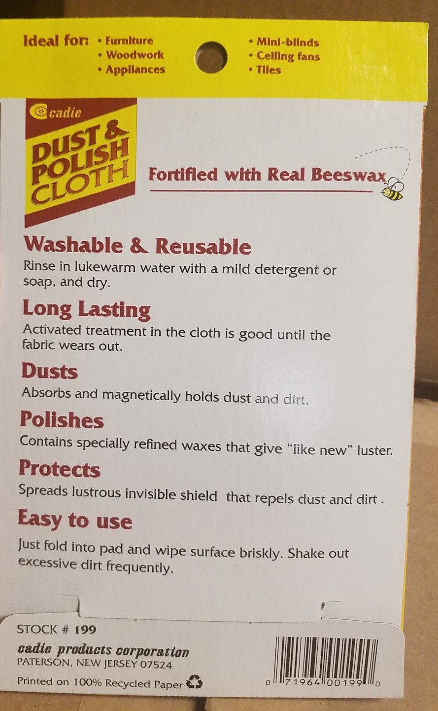 Reusable Dust and Polishing Cloth-Beeswax Furniture for Cleaning,By Cadie 2 Pack