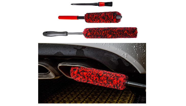 Wool Car Cleaning Brush Synthetic Wheel Cleaner Tire Rims Spokes Fenders 3 Pack