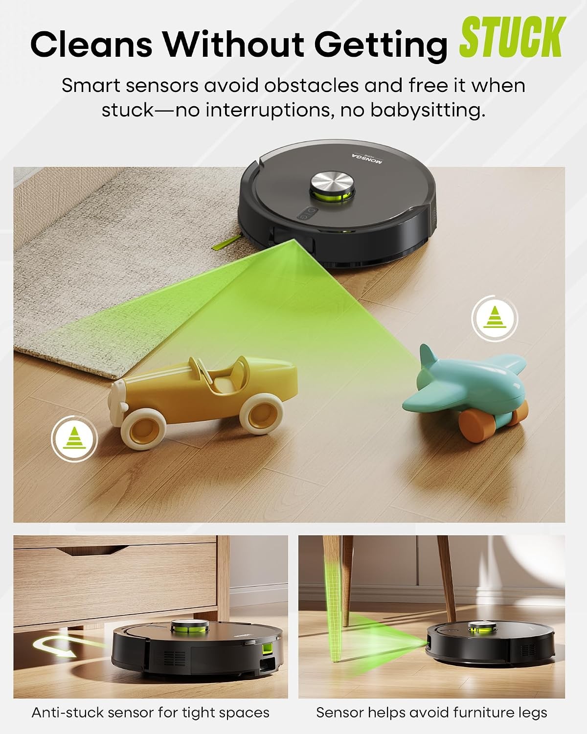 MONSGA Robot Vacuum Mop Self-Empty 8000Pa LiDAR Pet Hair App Voice Control