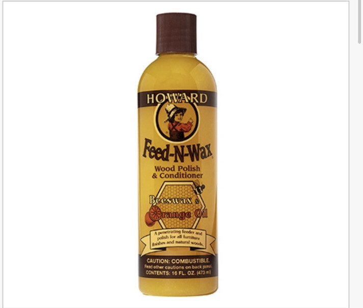 Howard Feed-N-Wax Carnauba Wax Beeswax and Orange Oil Wood Preserver 16 Oz