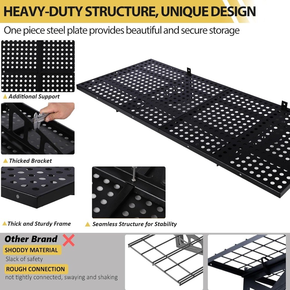 2pcs1.6x4Ft Garage Wall Shelving Wall Mounted Heavy Duty Shelving Easy Assembly