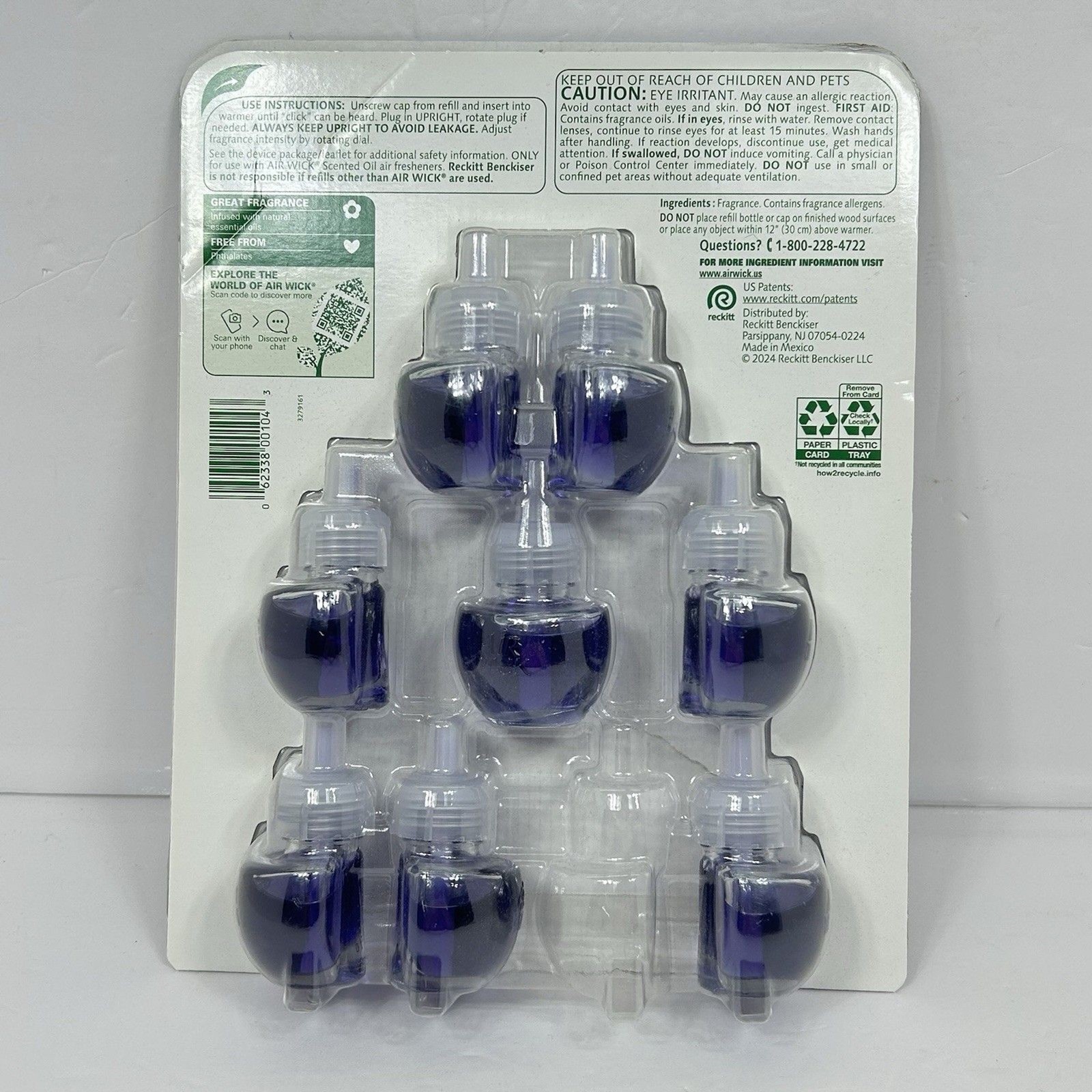 Air Wick Lavender & Chamomile 8 Scented Essential Oil Refills–Opened Pack