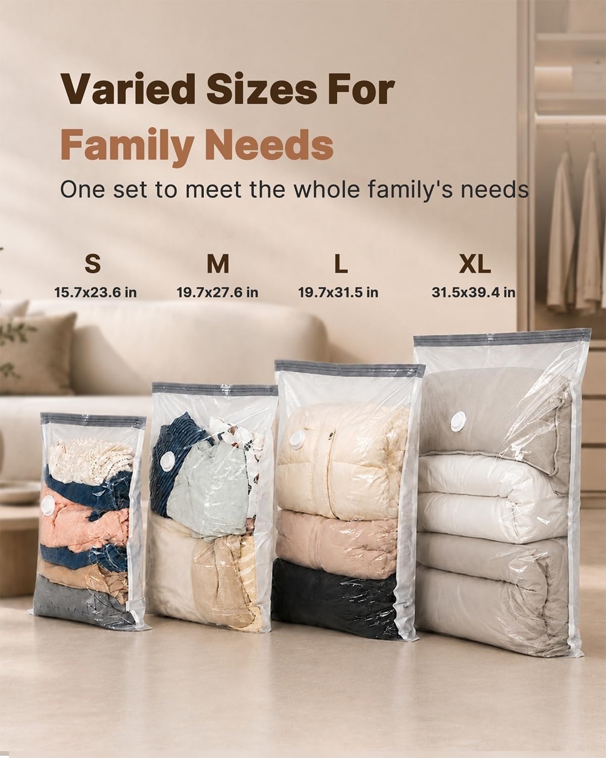 Vacuum Storage Seal Bag 16 Pack with Cordless Electric Air Pump Space Saver Bags
