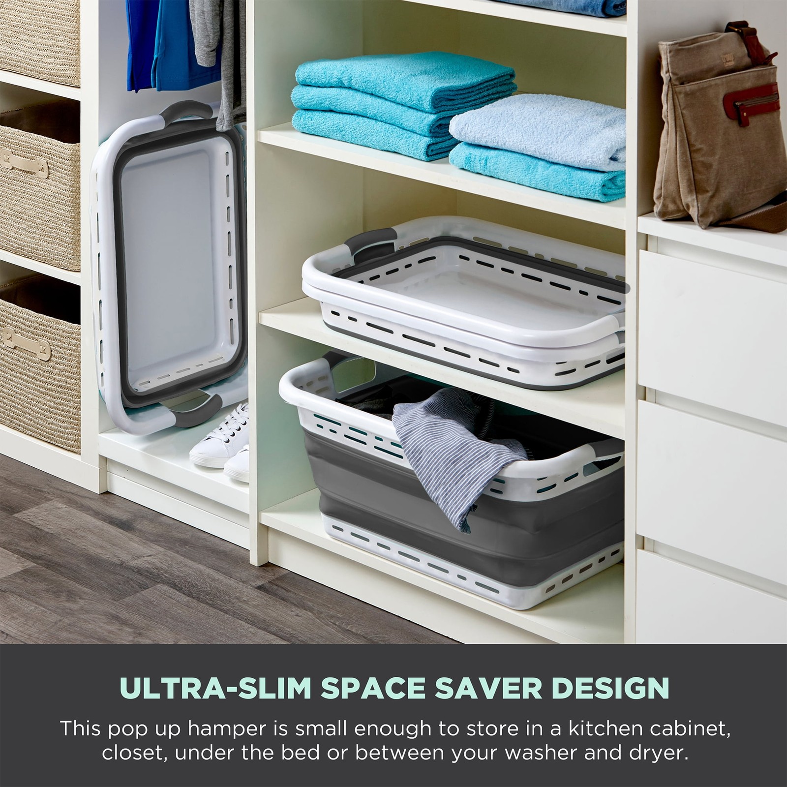 Black & Decker Collapsible Laundry Basket White & Gray Adult