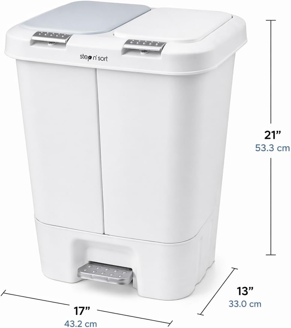 Step N’ Sort 2 X 5.5 Gallon, Dual Trash and Recycling Bin with Slow Close Lid