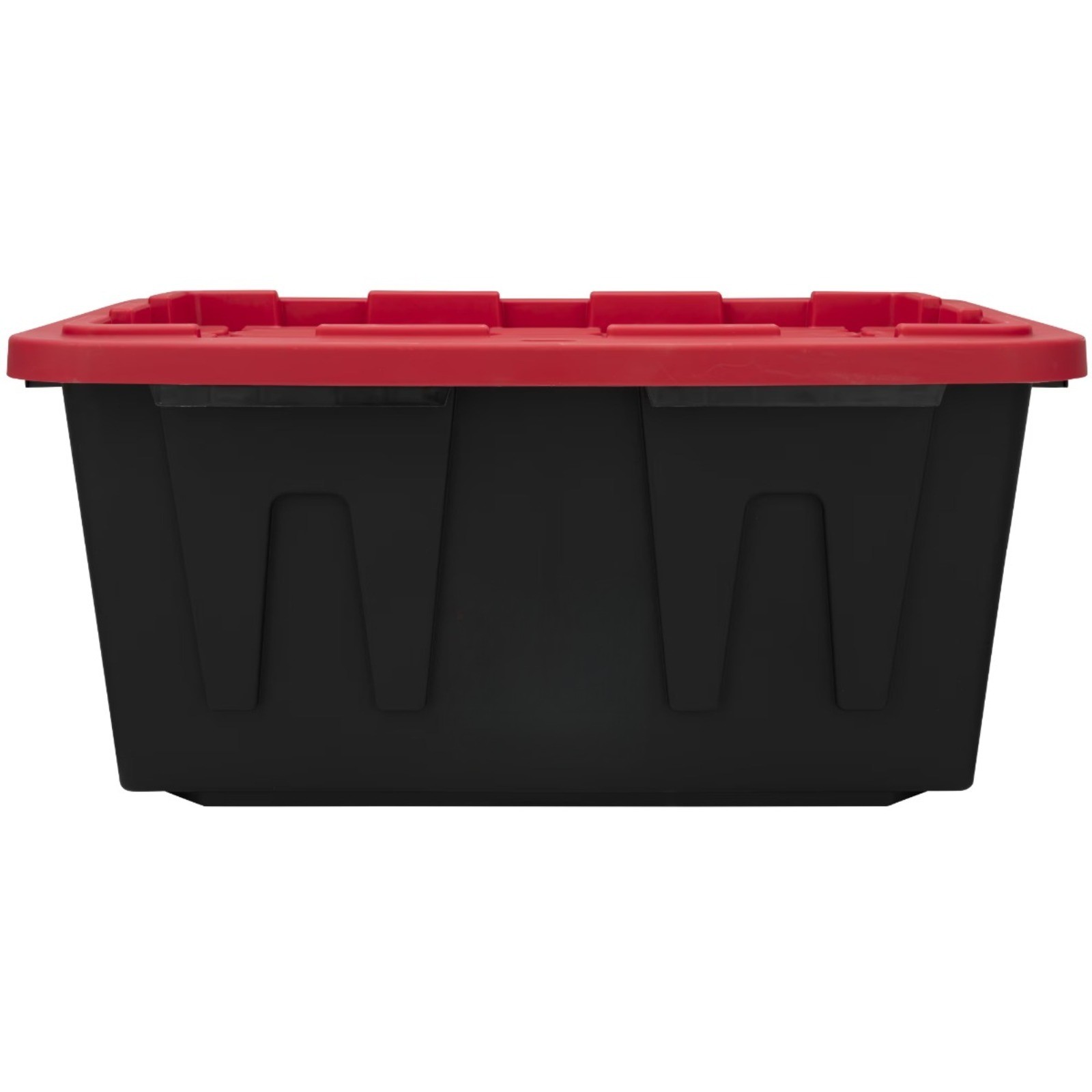 27 Gallon Heavy Duty Plastic Storage Bin with Lid, Black and Red, Pack of 4