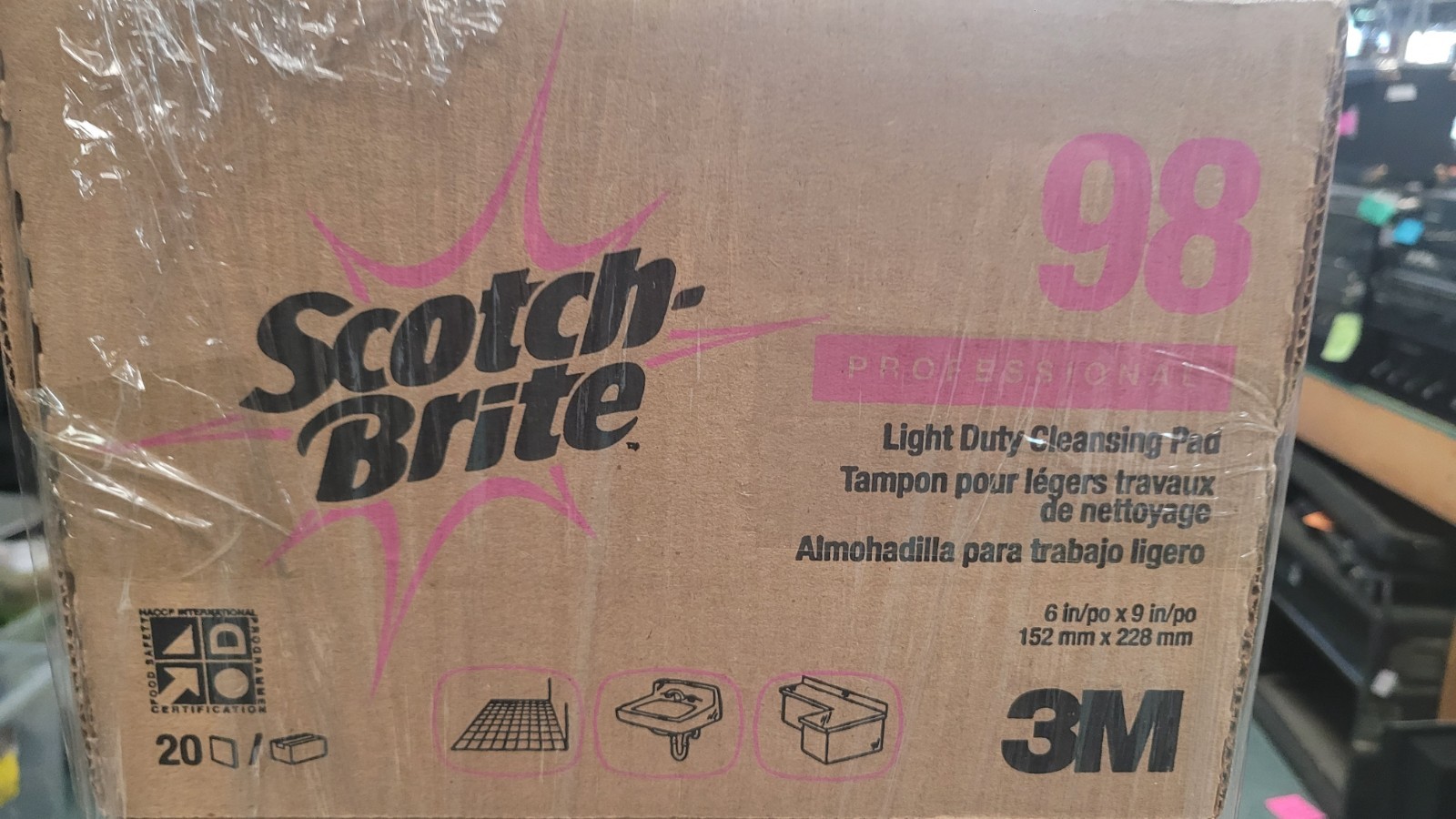 60 Pads 3M Scotch-Brite #98 6″ x 9″ White Light Duty Cleaning Scrubbing 3x Boxes