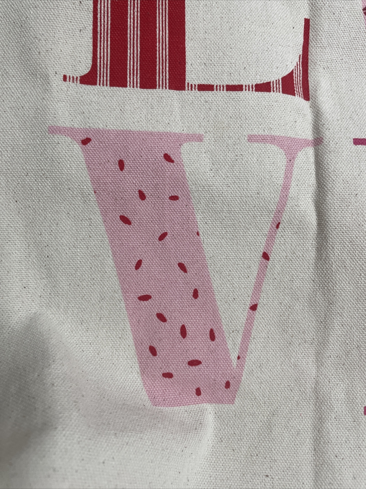 LOVE Canvas Shopping Carry Tote Natural Fiber Large 20 x19 x 9 in Double Handles