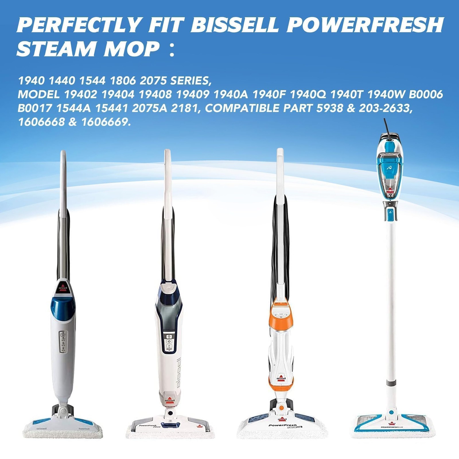 4 Pack Steam Mop Pads Bissell PowerFresh 1940 1806 1544 1440 Microfiber Set