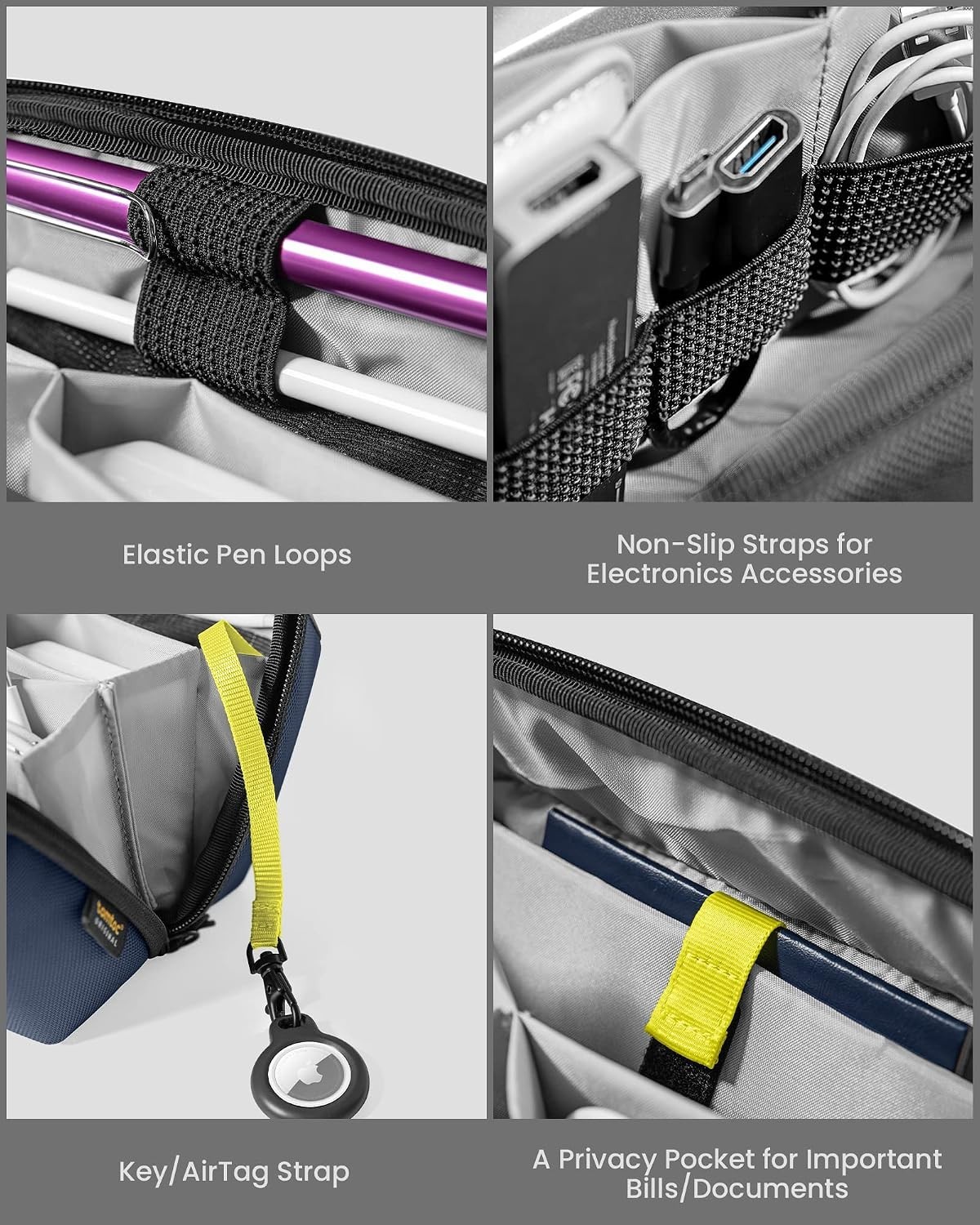 Tech Accessory Storage Bag with Removable Card Slots and Water-Resistant Design