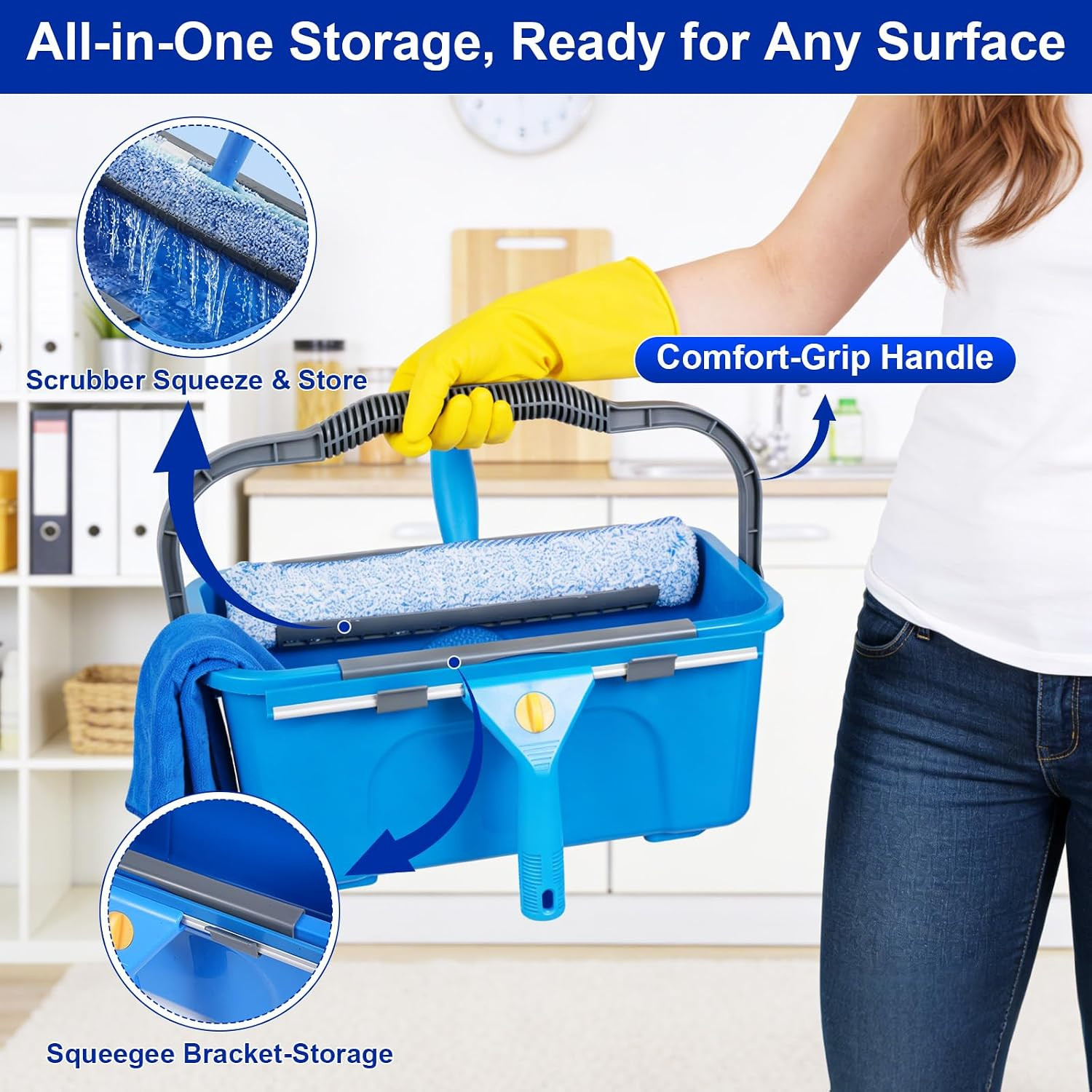Professional Window Cleaning Kit, Window Washing Kit with 3 Gallon Bucket, 14-In