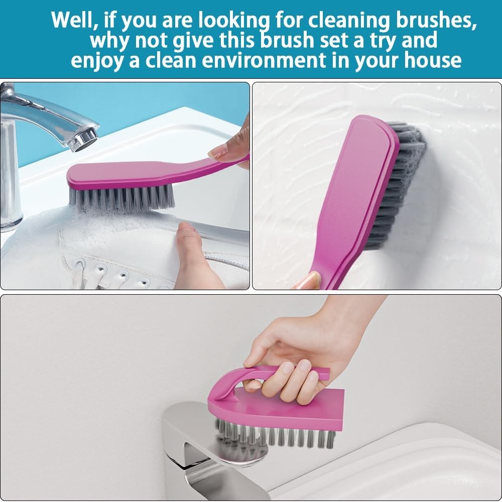 6 PCS Cleaning Brush, Scrub Brush Set for Kitchen and Bathroom Household Use wit