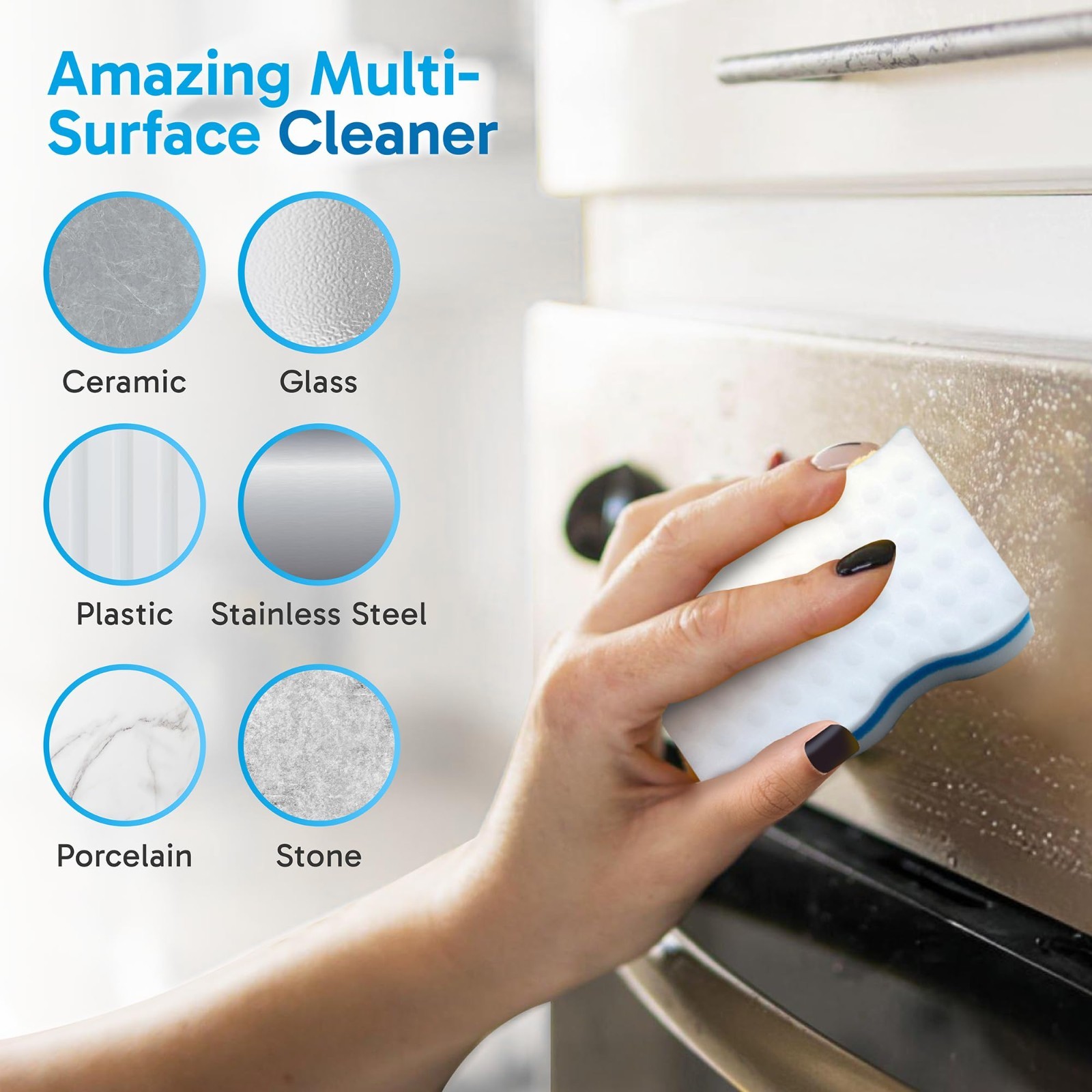 100 Pack Extra Thick Magic Eraser Sponges – Durable Cleaning Foam Pads for Home