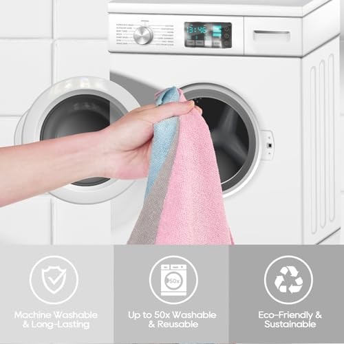 Microfiber Cleaning Cloth Roll 45 Pack2”×2″ Reusable Paper Towels, 1 Pink