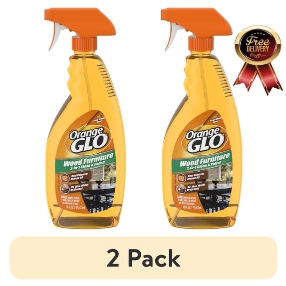 (2 pack) Orange Glo Wood Furniture 2-in-1 Clean & Polish Spray, 16 oz.