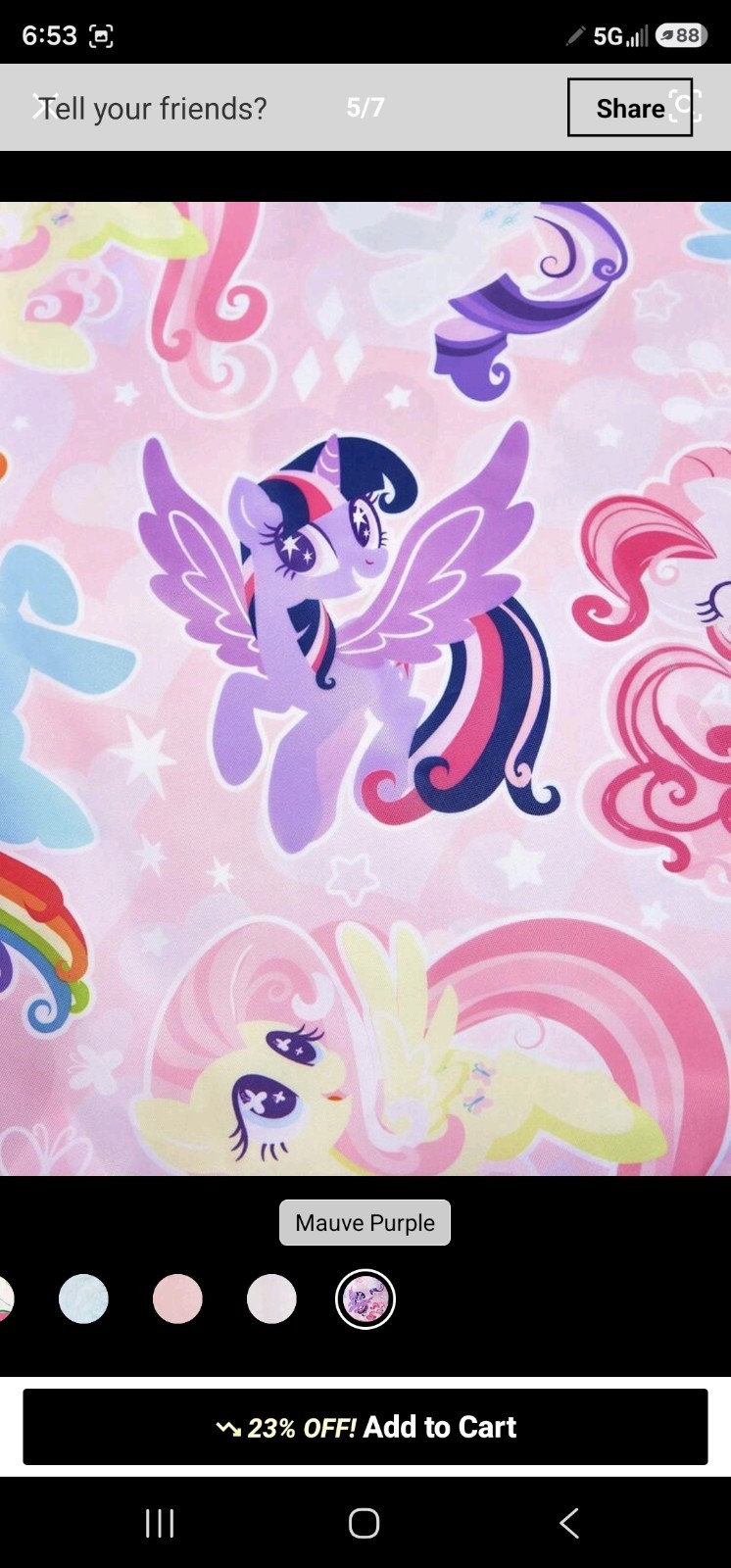 My Little Pony Foldable Reusable Shopping Bag, Tote Bag Pink All-Over, 22×18