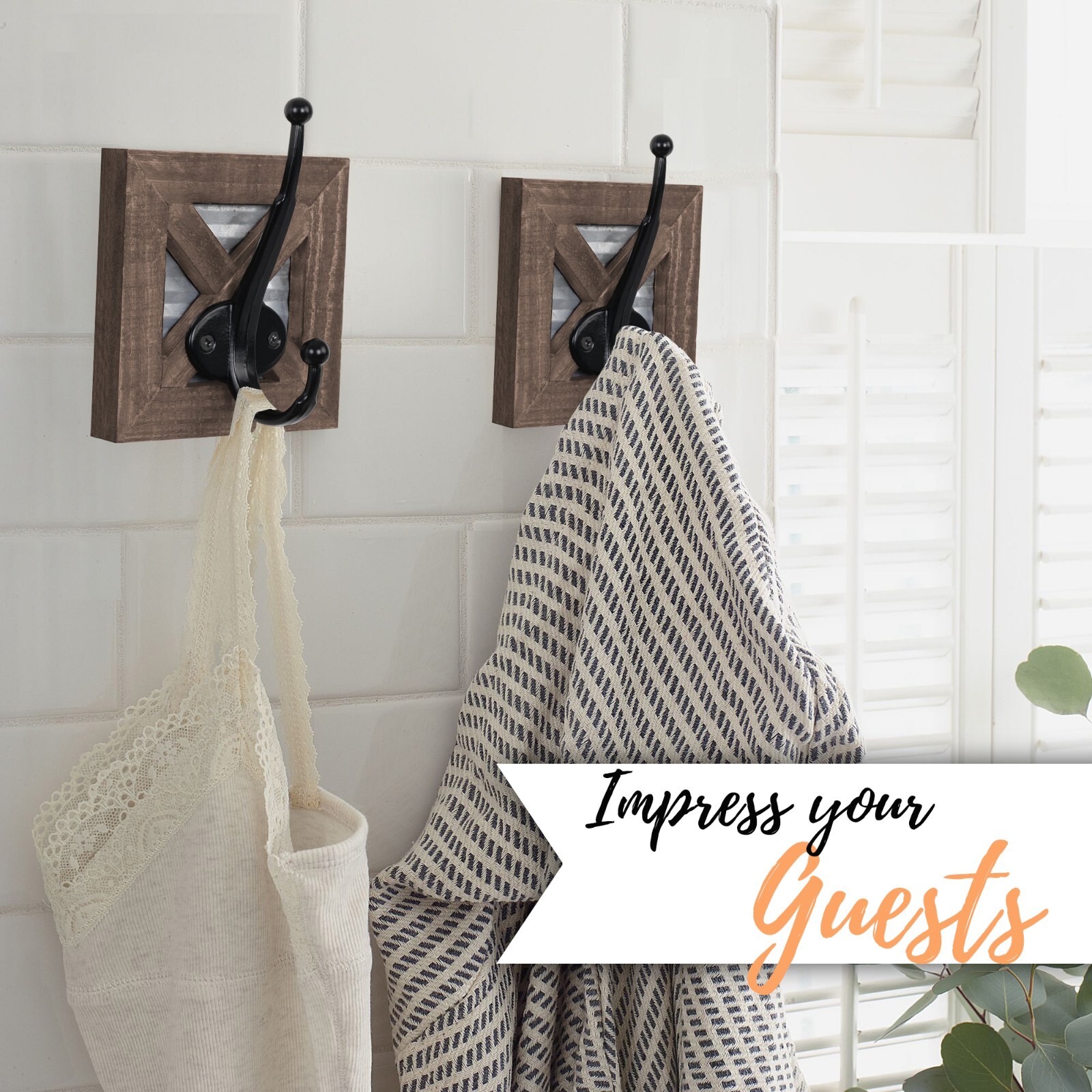 Autumn Alley Rustic Farmhouse Decorative Wall Hooks for Robes, Coats, Towels